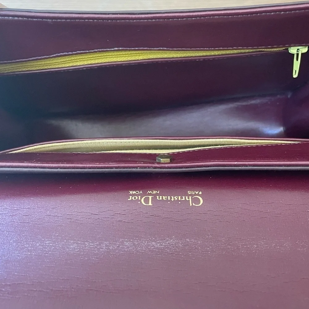 Dior Vintage 30 Montaigne Clutch Shoulder Bag Leather Bordeaux + Coin Purse - Picture 10 of 13